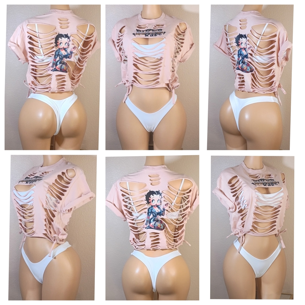 Edgy Pink Custom Betty Boop Graphic Crop Top
